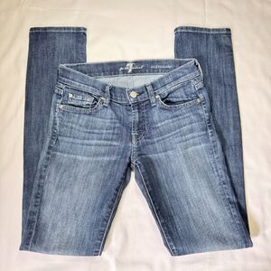 7 For All Mankind Roxanne Ripped Stretch Denim Jeans Slim Straight Size 25